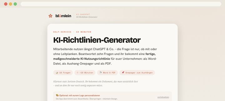 Vorschau: KI-Richtlinien-Generator